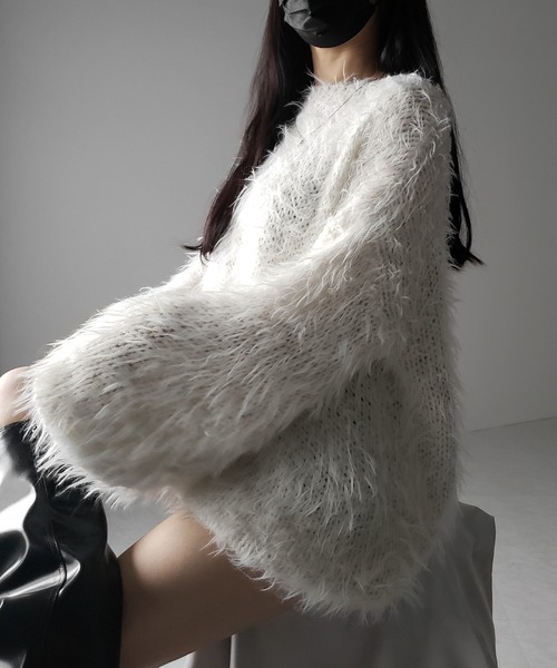 me+em select（ミームセレクト）の「【 ３color 】フラッフィーシャギーボリュームニットミニワンピース ／ fluffy shaggy volume knit mini onepiece（ワンピース・レディース・アイボリー/ブラック/グレー・FREE）」の18枚目の写真