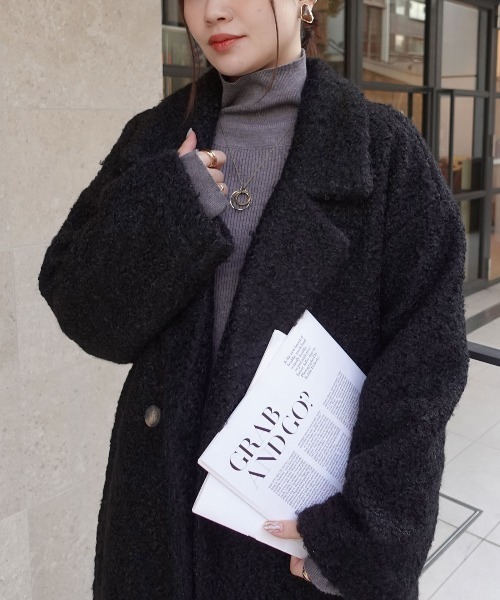 シャギーテーラーコート/プードルボアテーラーコート（テーラード