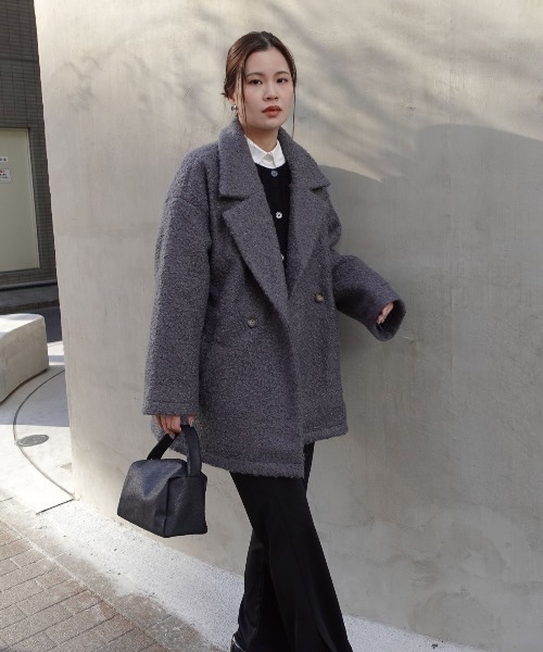 シャギーテーラーコート/プードルボアテーラーコート（テーラード