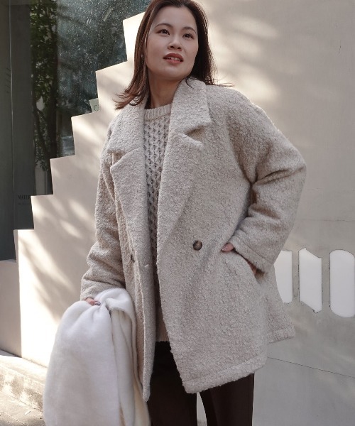 セール】シャギーテーラーコート/プードルボアテーラーコート