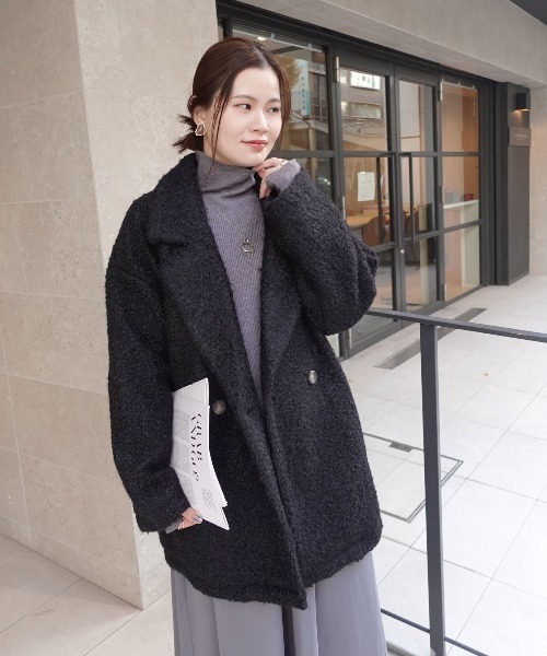 シャギーテーラーコート/プードルボアテーラーコート（テーラード