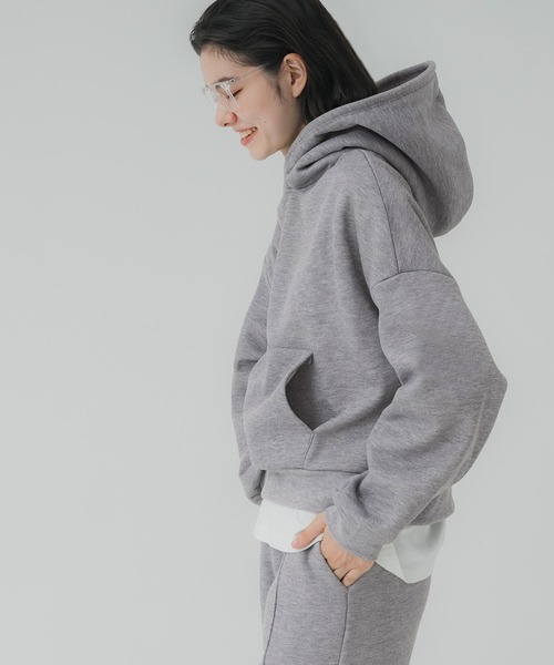 coca(coca)(コカ)の「裏起毛クロップドパーカースウェット(スウェット・レディース・ブラック/グレー・L/M)」の4枚目の写真