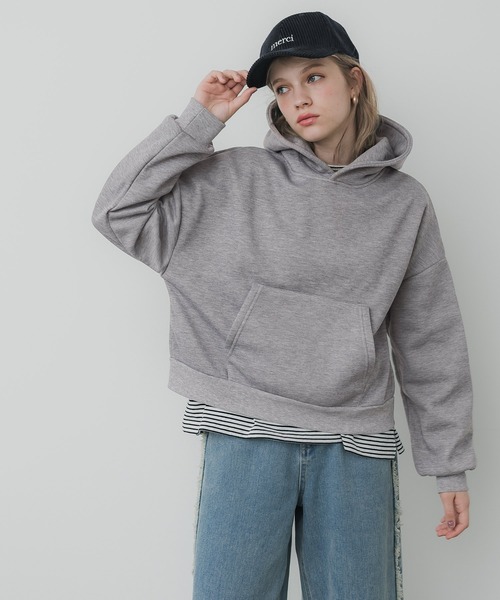 coca(coca)(コカ)の「裏起毛クロップドパーカースウェット(スウェット・レディース・ブラック/グレー・L/M)」の9枚目の写真