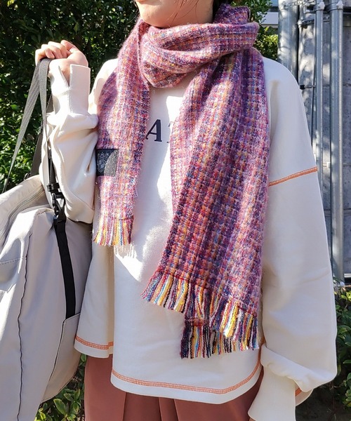 Q（キュー）の「MIXマフラー（マフラー・レディース・ブルー系その他/レッド系その他・ONE SIZE）」の2枚目の写真