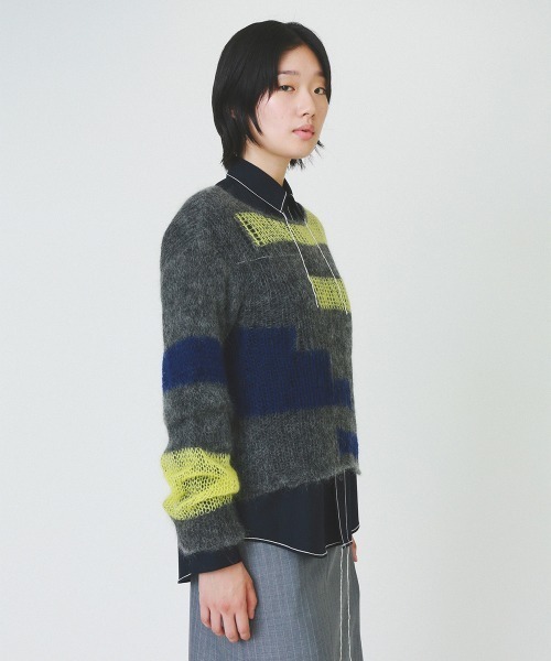 トップス soduk soduk/スドーク】patchwork knit tops/パッチワークニット
