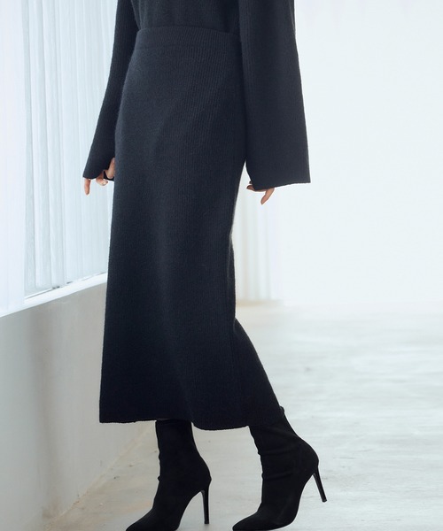 SAISON DE PAPILLON(セゾンドパピヨン)の「レディース セットアップ ドロップショルダー オフィスカジュアル ニット(セットアップ・レディース・グレー/ブラック・M/L)」の14枚目の写真