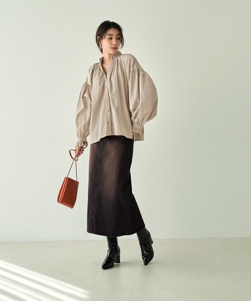 STYLE DELI(スタイルデリ)の「【LUXE】コットンボリュームブラウス(シャツ/ブラウス・レディース・ベージュ/ホワイト・FREE)」の3枚目の写真