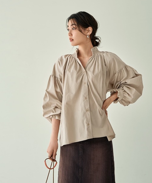 STYLE DELI(スタイルデリ)の「【LUXE】コットンボリュームブラウス(シャツ/ブラウス・レディース・ベージュ/ホワイト・FREE)」の8枚目の写真