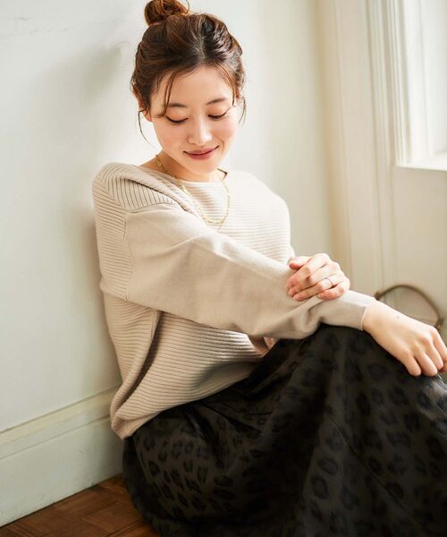 le.coeur blanc（ルクールブラン）の「横リブボートネックニット（ニット/セーター・レディース・ブラウン/ボルドー/ライトベージュ/ブラック・38）」の3枚目の写真