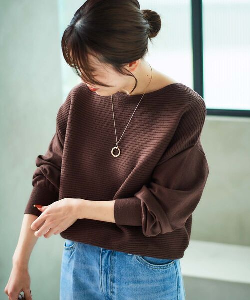 le.coeur blanc（ルクールブラン）の「横リブボートネックニット（ニット/セーター・レディース・ブラウン/ボルドー/ライトベージュ/ブラック・38）」の7枚目の写真