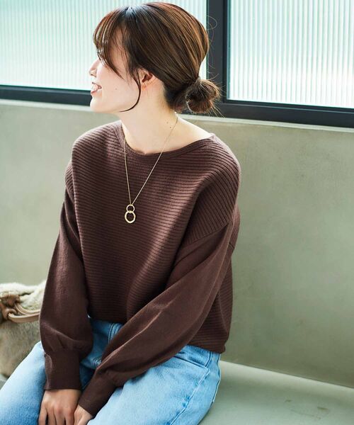 le.coeur blanc（ルクールブラン）の「横リブボートネックニット（ニット/セーター・レディース・ブラウン/ボルドー/ライトベージュ/ブラック・38）」の8枚目の写真