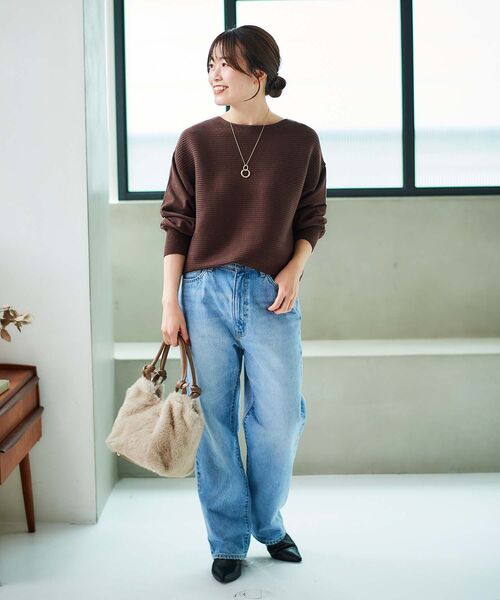 le.coeur blanc（ルクールブラン）の「横リブボートネックニット（ニット/セーター・レディース・ブラウン/ボルドー/ライトベージュ/ブラック・38）」の9枚目の写真