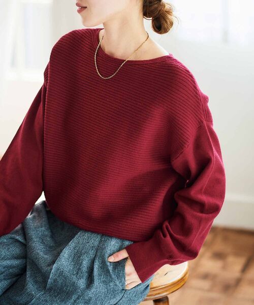 le.coeur blanc（ルクールブラン）の「横リブボートネックニット（ニット/セーター・レディース・ブラウン/ボルドー/ライトベージュ/ブラック・38）」の22枚目の写真