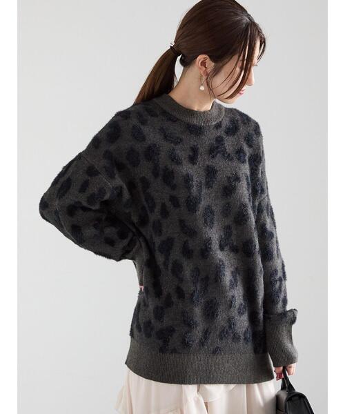 Te chichi（テチチ）の「シャギージャカードレオパードニット（ニット/セーター・レディース・ブラウン/チャコールグレー・F）」の3枚目の写真