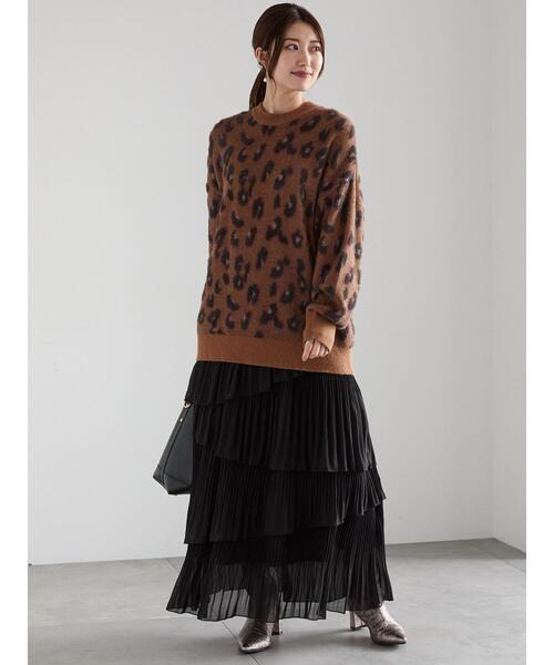 Te chichi（テチチ）の「シャギージャカードレオパードニット（ニット/セーター・レディース・ブラウン/チャコールグレー・F）」の7枚目の写真