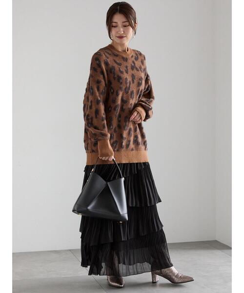 Te chichi（テチチ）の「シャギージャカードレオパードニット（ニット/セーター・レディース・ブラウン/チャコールグレー・F）」の8枚目の写真