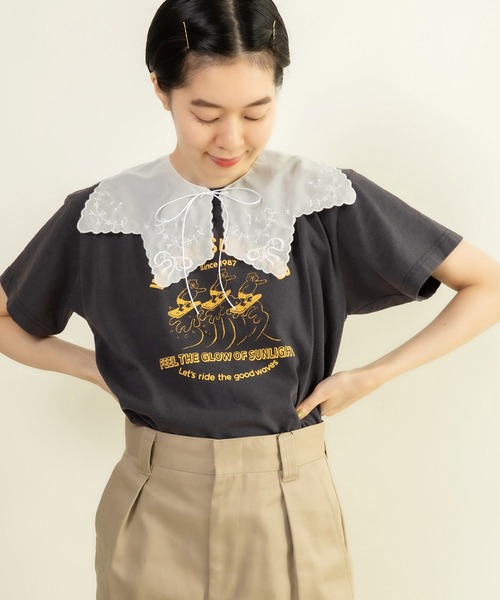 CHILD WOMAN(チャイルドウーマン)の「16/-天竺 サーフクラブプリントTシャツ(Tシャツ/カットソー・レディース・レッド/ホワイト/グレー/ネイビー・FREE)」の3枚目の写真