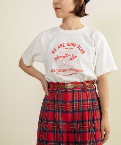 CHILD WOMAN(チャイルドウーマン)の「16/-天竺 サーフクラブプリントTシャツ(Tシャツ/カットソー・レディース・レッド/ホワイト/グレー/ネイビー・FREE)」の5枚目の写真