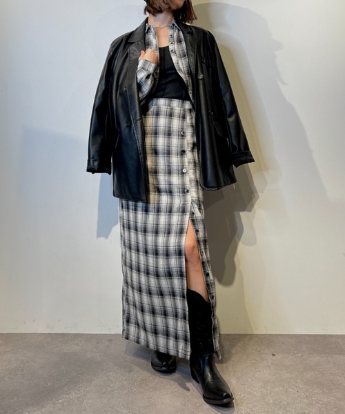 Solace（ソレイス）の「ラウンドカットクロップドチェックシャツ/セットアップ対応（シャツ/ブラウス・レディース・ブラック/ブラウン・FREE）」の10枚目の写真