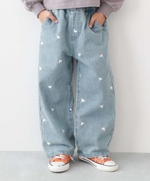 devirock（デビロック）の「ハート刺繍 デニム ワイドパンツ（デニムパンツ・キッズ）」