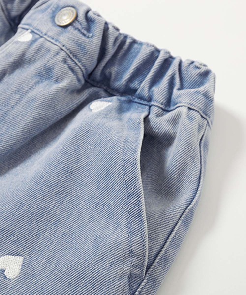 devirock（デビロック）の「ハートと花がえらべる 刺繍 デニム ワイドパンツ（デニムパンツ・キッズ・ブラック系/ブルー系/ワンウォッシュ/ブルー系2/ネイビー系・100cm/110cm/120cm/130cm/140cm/150cm/160cm）」の11枚目の写真