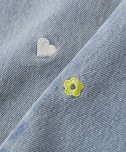 ハートと花がえらべる 刺繍 デニム ワイドパンツ（デニムパンツ