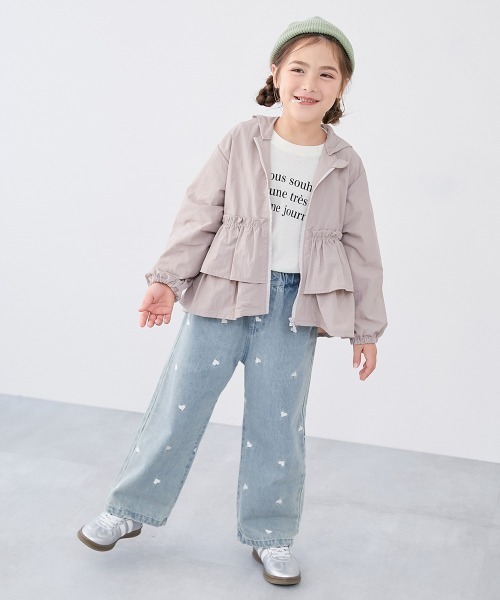 極美品✨アルベロベロ デニムワイドパンツ Lサイズ 刺繍ぶたさん ビジュー 極美品 アルベロベロ デニムパンツ ブタさん 切替 ウォッシャブル L