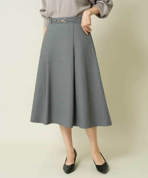 【洗える/イージーケア/毛玉になりにくい/ストレッチ/吸水速乾】ツイード調切り替えフレアスカート（スカート）｜a.v.v（アーヴェヴェ）