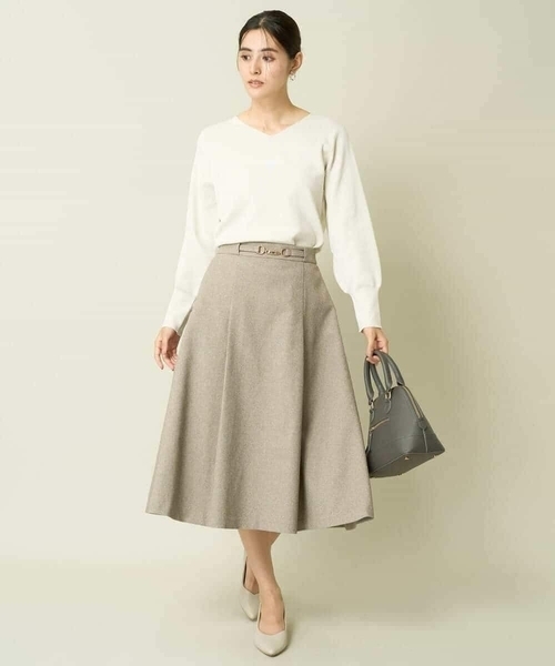 【洗える/イージーケア/毛玉になりにくい/ストレッチ/吸水速乾】ツイード調切り替えフレアスカート（スカート）｜a.v.v（アーヴェヴェ） pattayablatt.com