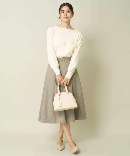 【洗える/イージーケア/毛玉になりにくい/ストレッチ/吸水速乾】ツイード調切り替えフレアスカート（スカート）｜a.v.v（アーヴェヴェ） pattayablatt.com