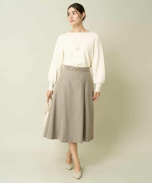 【洗える/イージーケア/毛玉になりにくい/ストレッチ/吸水速乾】ツイード調切り替えフレアスカート（スカート）｜a.v.v（アーヴェヴェ） pattayablatt.com