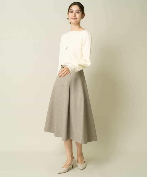 【洗える/イージーケア/毛玉になりにくい/ストレッチ/吸水速乾】ツイード調切り替えフレアスカート（スカート）｜a.v.v（アーヴェヴェ） pattayablatt.com
