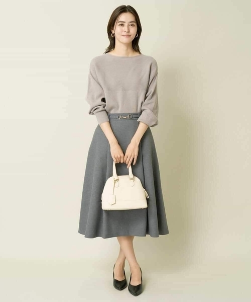 【洗える/イージーケア/毛玉になりにくい/ストレッチ/吸水速乾】ツイード調切り替えフレアスカート（スカート）｜a.v.v（アーヴェヴェ） pattayablatt.com