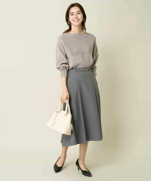 【洗える/イージーケア/毛玉になりにくい/ストレッチ/吸水速乾】ツイード調切り替えフレアスカート（スカート）｜a.v.v（アーヴェヴェ） pattayablatt.com