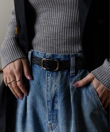 ノンホールクロコレザーベルト 本革