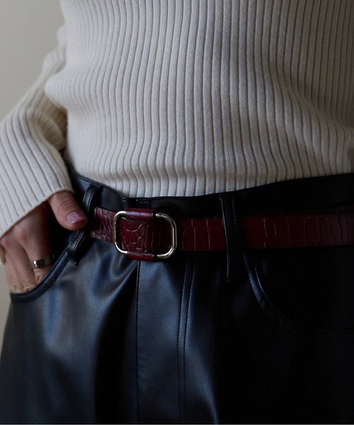 Lien Select（リエンセレクト）の「ノンホールクロコレザーベルト 本革（ベルト・レディース・ブラウン系その他/ブラック×ゴールド/ブラウン系その他2/ブラック×シルバー・FREE）」の4枚目の写真