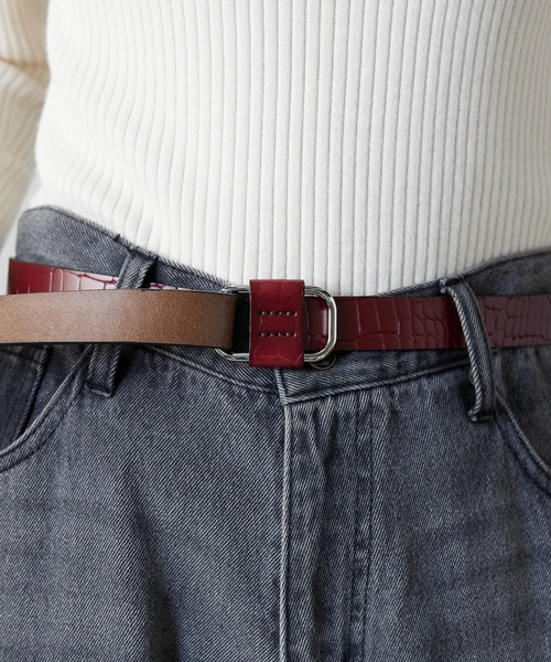 Lien Select（リエンセレクト）の「ノンホールクロコレザーベルト 本革（ベルト・レディース・ブラウン系その他/ブラック×ゴールド/ブラウン系その他2/ブラック×シルバー・FREE）」の7枚目の写真