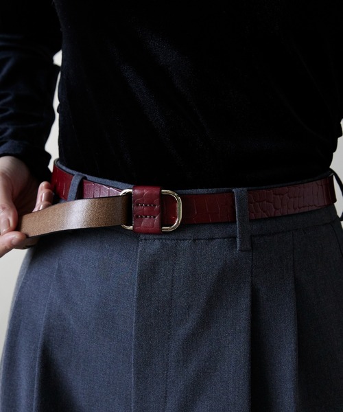 Lien Select（リエンセレクト）の「ノンホールクロコレザーベルト 本革（ベルト・レディース・ブラウン系その他/ブラック×ゴールド/ブラウン系その他2/ブラック×シルバー・FREE）」の9枚目の写真