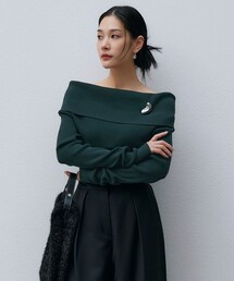 NOBLE オフショルダー カーキニット 長袖 Noble（ノーブル）の「【NOBLE×L'AUBE BLANC】FOX/カシミヤオフ