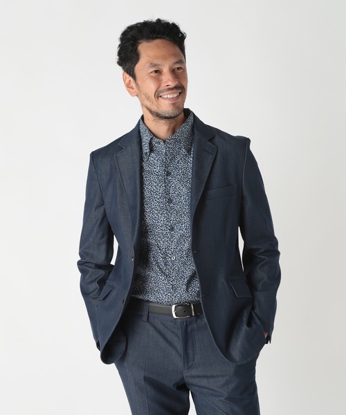 MEN'S BIGI（メンズビギ）の「TRシャイニーデニム調シャンブレーストレッチジャケット（テーラードジャケット・メンズ・ブルー/グレー・04/03/02/01）」の3枚目の写真