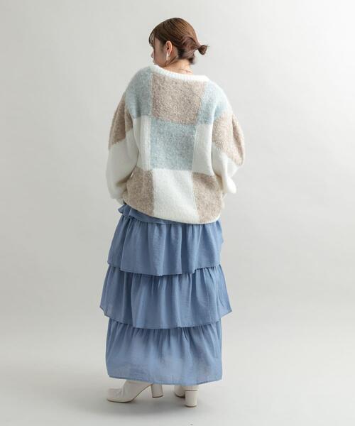 KBF（ケイビーエフ）の「ティアードスカート（スカート・レディース・アイボリー/ブラック/ブルー・ONE）」の22枚目の写真