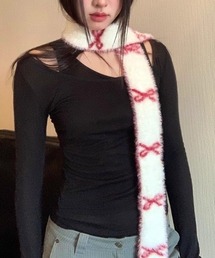 襟マフラー ベロアリボン「赤」 mf-2-16.jpg