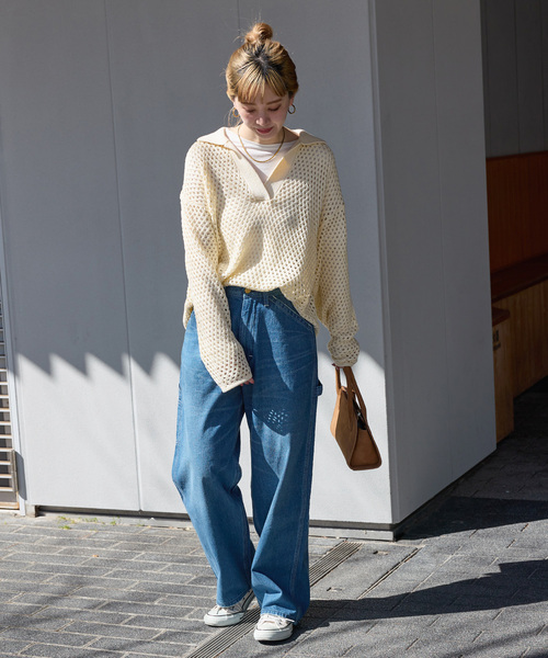 B.C STOCK（ベーセーストック）の「ウォッシャブル / 襟付きメッシュニット（ニット/セーター・レディース・ブラウン/ブラック/アイボリー・FREE）」の6枚目の写真