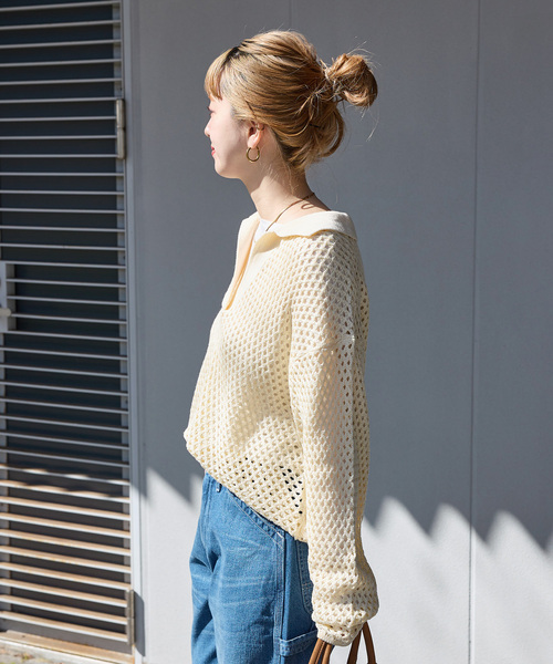 B.C STOCK（ベーセーストック）の「ウォッシャブル / 襟付きメッシュニット（ニット/セーター・レディース・ブラウン/ブラック/アイボリー・FREE）」の11枚目の写真