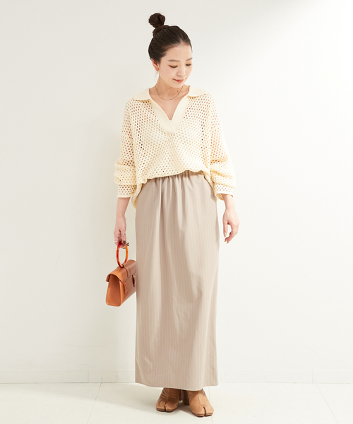 B.C STOCK（ベーセーストック）の「ウォッシャブル / 襟付きメッシュニット（ニット/セーター・レディース・ブラウン/ブラック/アイボリー・FREE）」の13枚目の写真