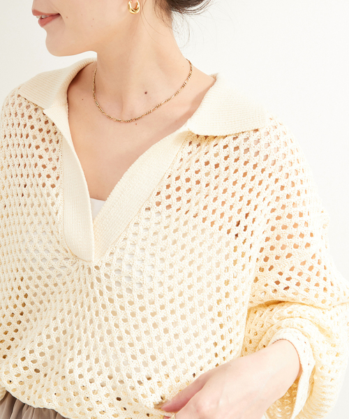 B.C STOCK（ベーセーストック）の「ウォッシャブル / 襟付きメッシュニット（ニット/セーター・レディース・ブラウン/ブラック/アイボリー・FREE）」の20枚目の写真