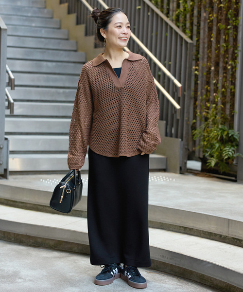 B.C STOCK（ベーセーストック）の「ウォッシャブル / 襟付きメッシュニット（ニット/セーター・レディース・ブラウン/ブラック/アイボリー・FREE）」の21枚目の写真