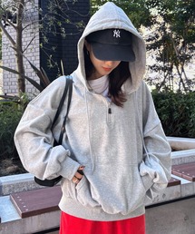 ISOOK | 【ISOOK / アイスー】オーバーサイズハーフジップパーカー / ビックシルエット フーディ ルーズ丈 ZOZOTOWN限定(パーカー)
