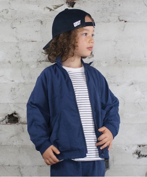 GROOVY COLORS(グルービーカラーズ)の「Nylon Taffeta Zip Jacket(ナイロンジャケット・キッズ・グリーン/ネイビー・140/130)」の1枚目の写真