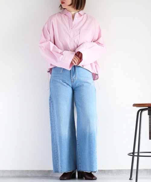 cepo(セポ)の「〈袖2way仕様〉クロップド丈 ビッグシルエットポケットシャツ(シャツ/ブラウス・レディース・オフホワイト/サックスブルー/ピンク/ベージュ・M)」の4枚目の写真